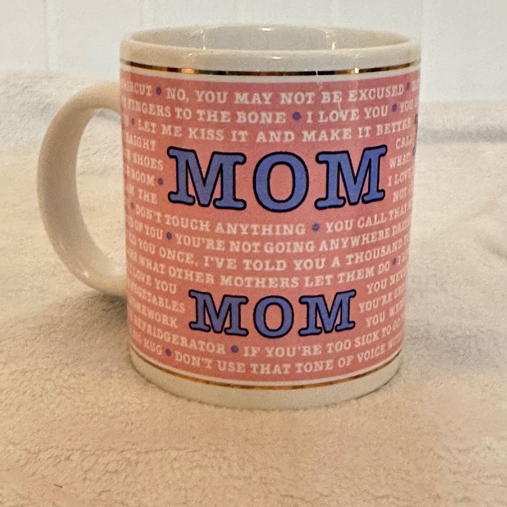 J.I.I. Mom Coffee Mug Women OS Pink Excellent Vintage 1994 Quotes‎ Gold Trim
